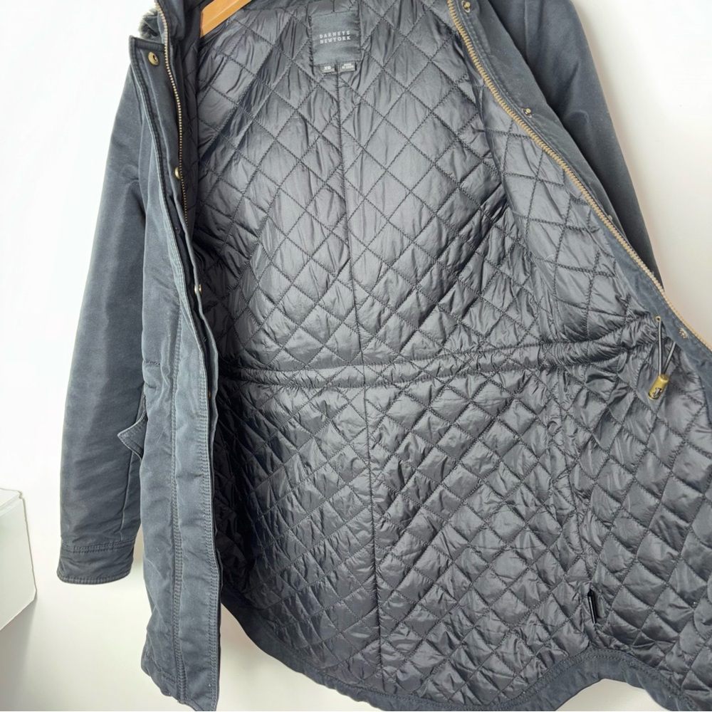Barneys New York Women’s XS Black Winter Parka Coat Faux Fur Hood Quilted Zip - Picture 5 of 16